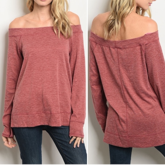 MOCHA OFF SHOULDER TUNIC KNIT TOP - Picture 5 of 5